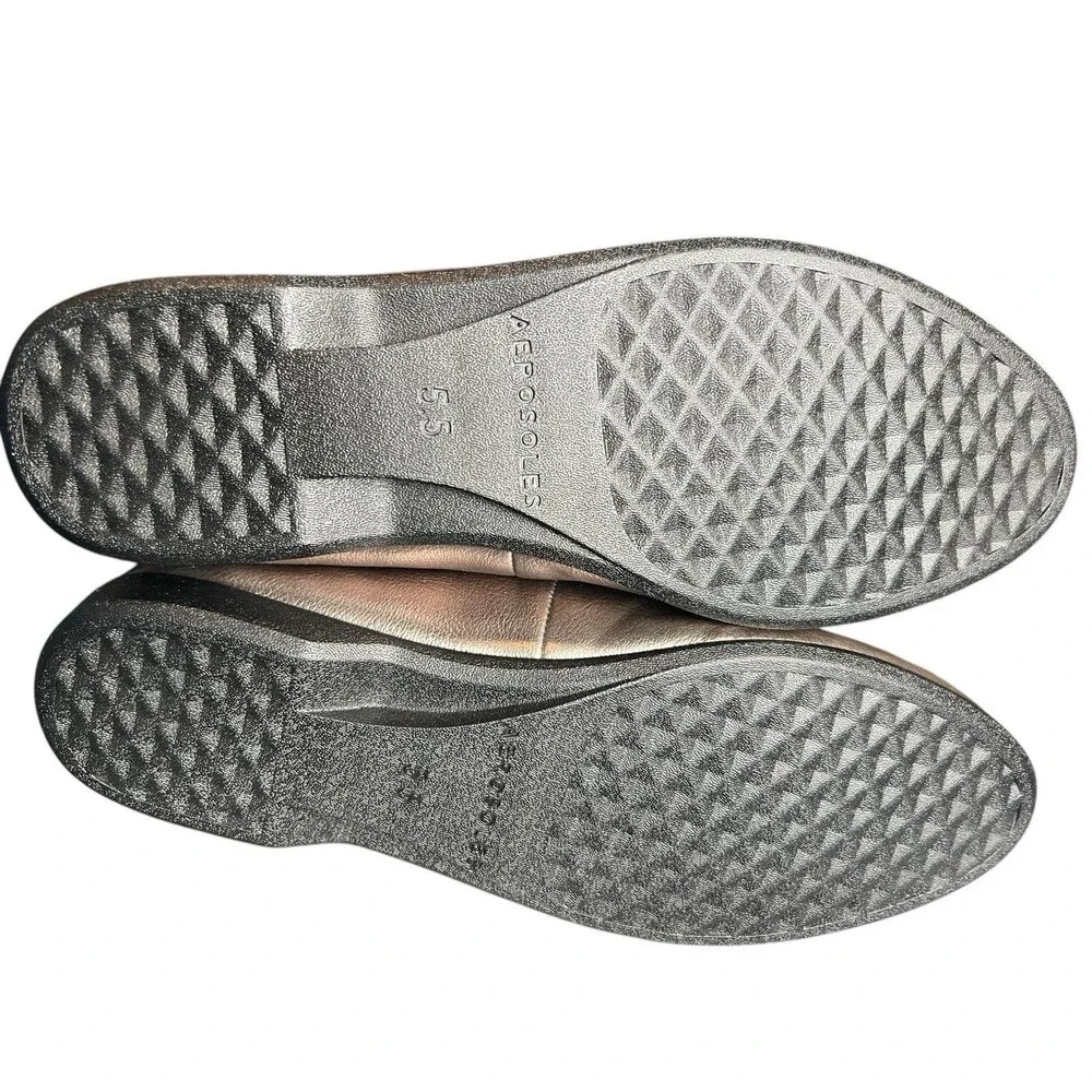 Aerosoles Benvenuto Loafers Metallic Silver Leather 5.5 W NIB Stitch ‘N‎ Turn